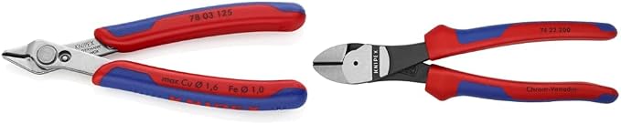 KNIPEX Tools Electronics Super Knips (7803125) and 74 22 200 Comfort Grip High Leverage Angled Diagonal Cutter