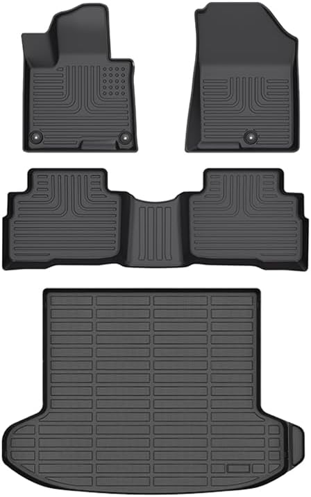 Wayhigh-All Weather Floor Mats and Cargo Liner Set Fit for Kia Sportage Hybrid 2025 2024 2023(Not Fit Plug-in Hybrid) TPE Car Mats Waterproof Rubber Floor Liners for Kia Sportage Hybrid Accessories