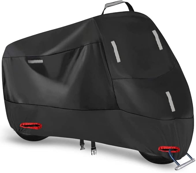 SECELES Mountain Bike Cover, 300D Waterproof Oxford Reflective Tapes 2 Lock Holes Windproof Buckles, Electric Bike Cover for City Mountain Ebike Tour Bicycle (M: 74" * 33" * 39")