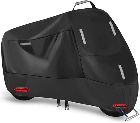 SECELES Mountain Bike Cover, 300D Waterproof Oxford Reflective Tapes 2 Lock Holes Windproof Buckles, Electric Bike Cover for City Mountain Ebike Tour Bicycle (M: 74" * 33" * 39")
