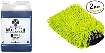 Chemical Guys CWS_1010M Car Wash Starter Bundle - Maxi-Suds II Foaming Car Wash Soap, 128 oz (1 Gallon), Grape Scent + Green Chenille Wash Mitt (2 Items) Works on Cars, Trucks, SUVs, RVs & More
