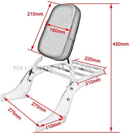 Backrest Sissy Bar + Luggage Rack for Honda Shadow VT 1100 Sabre 1100 ACE VT1100 1995-2007