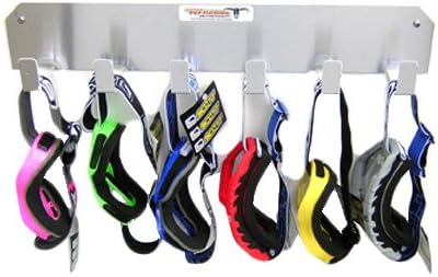 Pit Posse PP3350S Dual Helmet Rack and Goggle Rack 6 Mount Hanger Organizer Holder - Made in USA - Motorcycle MX Offroad Dirt Cabinet Shop Garage Enclosed Race Car Trailer Storage Accessory (Silver)
