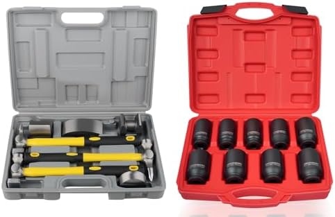 DAYUAN 7Pcs Auto Body Repair Kit Bundle with 9 Pcs Axle Nut Hub Impact 1/2" Drive Socket