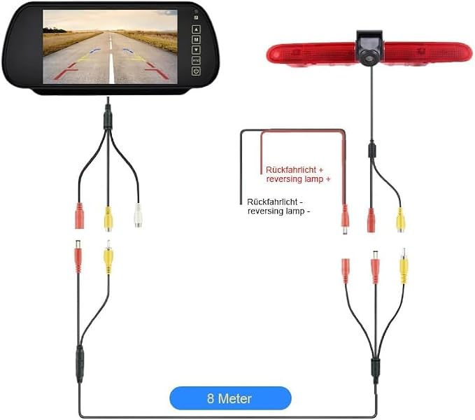 Brake Lamp Car Backup Camera Replacement for Toyota Proace City Verso Kasten MPV Fiat Citroen Berlingo Opel Combo Limousine X19 Tour Peugeot Partner Tepee Limousine Life K9 Rifter+7" Reverse Mirror