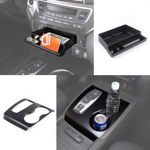 for Honda Pilot 2016-2022/ Ridgeline 2020-2023/ Passport 2019-2023 Center Console Organizer Tray & Gear Shift Panel Cover Trim