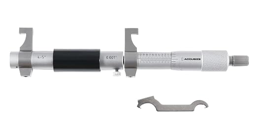 Accusize Industrial Tools 4-5'' by 0.001'' Inside Micrometer in Fitted Case, Satin Chrome Finished, Eg00-3225 | Range: 4-5", Graduation: 0.001", Accuracy: 0.00028", Resolution: 0.0001", Satin Chrome Finish