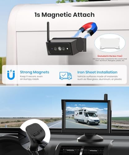 AUTO-VOX S4B Wireless Backup Camera Bundle: Includes X8 Monitor Mount, Split-Screen Display, Quick Install, IP69K Waterproof, Perfect for Truck, Trailer, RV