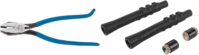 Klein Tools Diagonal Cutters, Slim Head Linesman Pliers Bundle with Plier Cushion Grip Kit for Cat No. 201-7CST, Made in USA