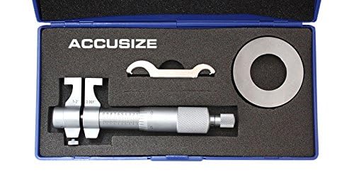 Accusize Industrial Tools 1-2'' by 0.001'' Inside Micrometer in Fitted Case, Satin Chrome Finished, Eg00-3222 | Range: 1-2", Graduation: 0.001", Accuracy: 0.00028", Resolution: 0.0001", Satin Chrome Finish