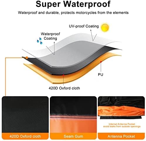 Waterproof Motorcycle Cover Replace for Harley Davidson Touring Road King/Street Glide/Road Glide with Anti-Theft Lock Hole for Outdoor Rain Snow Protection (94 to 100inches, Without Trunk)
