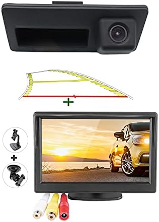 Trajectory VW Audi Trunk Handle Backup Camera with Moving Guide Line + 5" AHD 800x480 TFT LCD Screen Monitor
