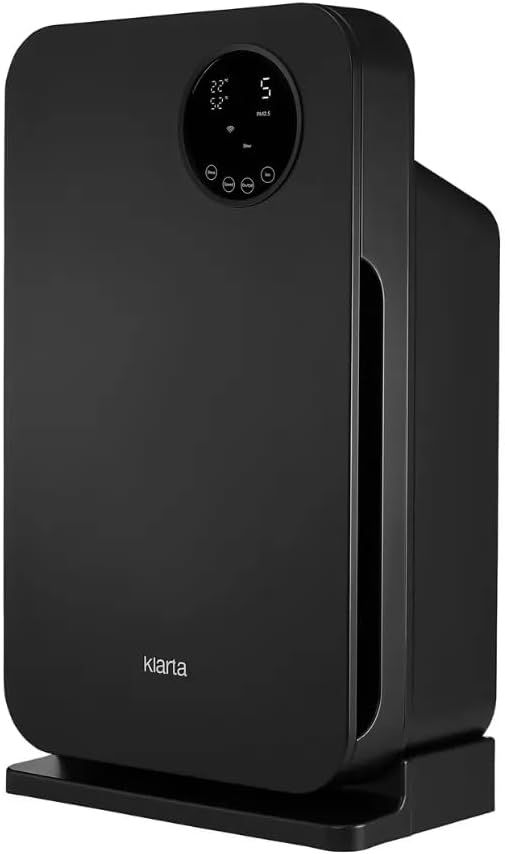 Air Purifier for Home - Smart WiFi App - Ultra Quiet 20 dB - 99.97% Particle Filtration - Up to 1200 ft - Klarta Forste Black