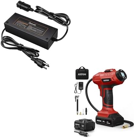 AstroAI Cordless Tire Inflator and AC to DC Converter 10A/120W/7.78FT/110V to12V