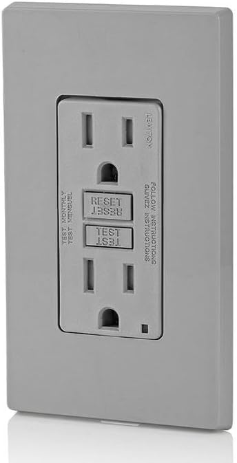 Leviton GFCI Outlet, 15 Amp, Self Test, Tamper-Resistant with LED Indicator Light, Protection from Electric Shock and Electrocution, GFTR1-GY, Gray (Pack of 10)
