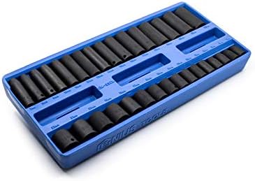 Genius Tools 32 Piece 3/8" Dr. 6 Point Standard and Metric Deep Impact Socket Set 7mm - 22mm TF-332M