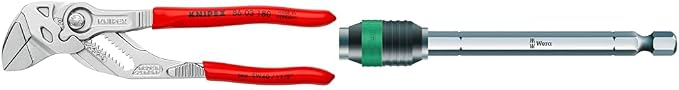 KNIPEX Pliers Wrench & Wera - WER052504 Hexagon 889/4 R Standard Rapidaptor, Universal Bit Holder 1/4"
