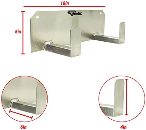 Pit Posse PP125 Dual Helmet Rack Holder Enclosed Race Trailer Garage Shop - Made in USA - Aluminum Storage Organizer Hanger Motorcycle ATV Bike Snowmobile Helmets - Double Utility Hook (Silver)