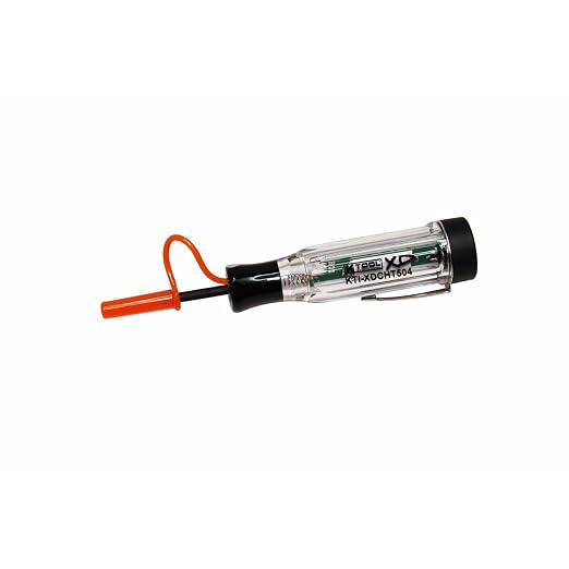 K Tool International XDCHT504 Xtra Duty Cordless Circuit Tester, DC Voltage Detection Tool, Dual Color LED Polarity Indicator, Audible Beep Alert, Built in Lithium Battery