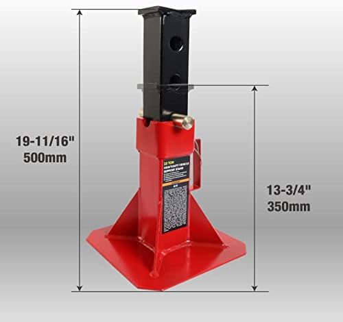 Big RED ATZ220005R Torin Heavy Duty Pin Type Professional Car Jack Stand with Lock, 22 Ton (44,000 lb) Capacity, Red, 1 Pair