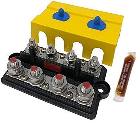 BusBar - Dual 250 Amp 4-Post Power Distribution Block - 5/16" & 3/8" Stainless Steel Posts for Marine, Solar, and Automotive Use - Made in USA