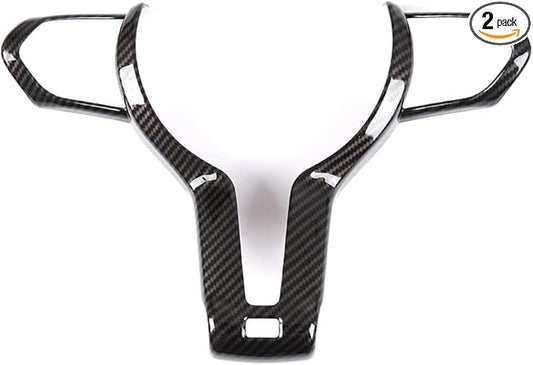 TINKI Car Steering Wheel Button Cover Trim Fit for BMW F20 F21 F22 F23 F30 F32 F33 F34 F36 F39 F15 F16 F80 F85 F86 M-Sport Interior Accessories, Only Fits for The Middle Hollow Version, Carbon Fiber