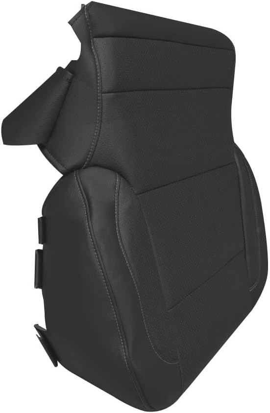 Driver Side Top Bottom Perforated Leather Seat Cover Set Replacement Black Compatible with Chevy Silverado Tahoe Suburban/with GMC Sierra Yukon 1500 2500HD 3500HD 2015-2019