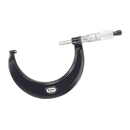 Starrett Outside Micrometer with One-Piece Spindle, Satin Chrome Finish and Tapered Frame - Quick and Easy Adjustment, 3-4" Range, .0001" Graduation - T436.1XRL-4