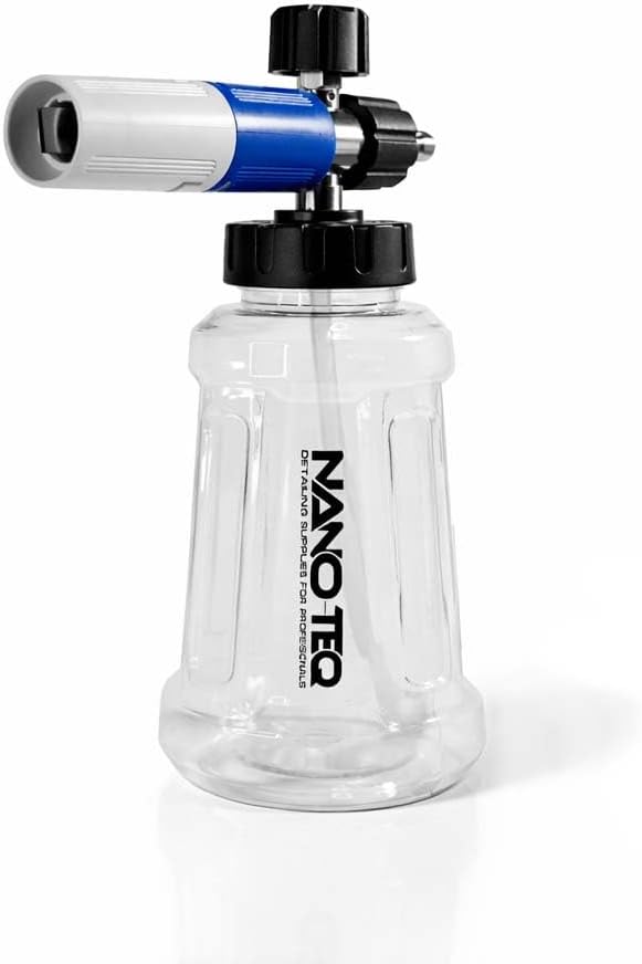 NANOTEQ FoamPro GEN 1.0, Wide Mouth Pressure Washer Foam Cannon, 1 Liter, 1/4 Inch Quick Connector, Adjustable Nozzle, Thick Soap Foaming Gun for Car Washing and Detailing