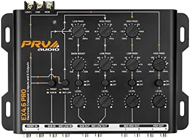 PRV Audio Crossover Car Audio EX4.6 PRO 4 Way or 3 Way Electronic Crossover 9 Volts, 4 in 6 Out RCA Channels Car Sound Processor - EX4.6PRO