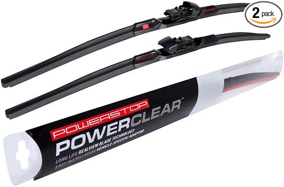 PowerClear by PowerStop Front 22" + 21" (Set of 2) Pinch Tab Windshield Wiper Blade Set For Audi TT, TT Quattro 2007-2014, TTRS Quattro 2011-2014, STS 2005-2011, Smart Fortwo 2007-2015 PCK-2221-2