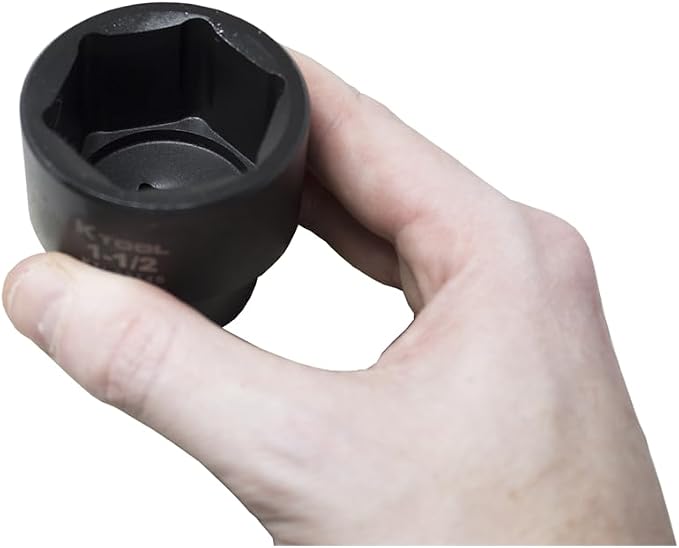 K Tool International 33101 19 Piece SAE Short Impact Socket Set, 1/2 Inch Drive 6 Point Cr Mo Steel Sockets from 3/8 to 1 1/2 Inch, Laser Etched Markings, Blow Molded Case, For Shop and Industrial Use