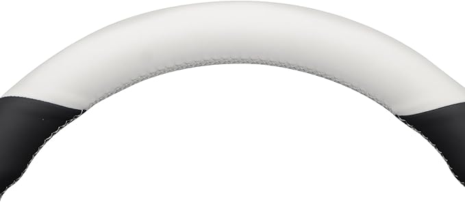 MEWANT Hand Stitch Black White Faux Leather Steering Wheel Cover Wrap for Tesla Model 3 Highland 2025 Model Y Juniper