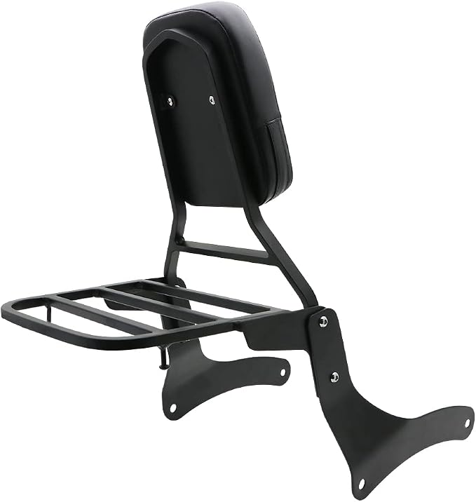 Motorcycle Accessories Sissy Bar Backrest With Luggage Rack Pad Compatible For Kawasaki Vulcan 900 VN900 Custom Classic 1996-2023, Black