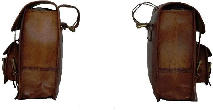 Motorcycle Side Pouch Brown Leather Side Pouch Saddlebags Saddle Panniers 2Bag Gift for Bike Lovers (9 x11 inch)