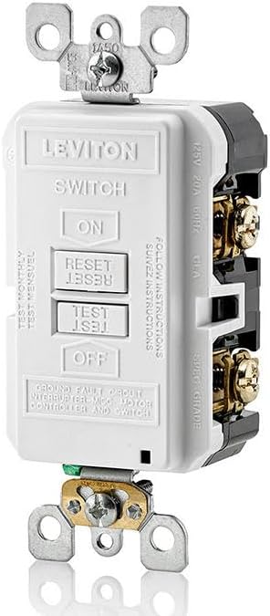 Leviton Blank Face GFCI, 20 Amp, Self Test, LED Indicator Light, Provides GFCI Protection Where an Outlet is not Needed, GFRBF-W, White (Pack of 10)
