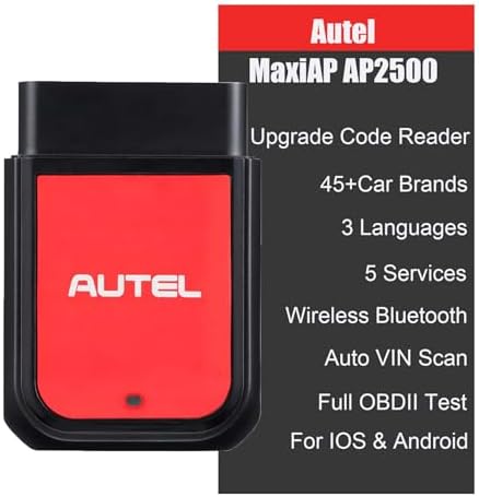 Autel MaxiAP AP2500 Upgraded AP200/AP200C/AP200H/AP200M Bluetooth OBD2 Code Reader Auto Scanner Car Scan Tool 5+ Service Functions 45+ Car Brands Free APP for Android/iOS Advanced AP2500E