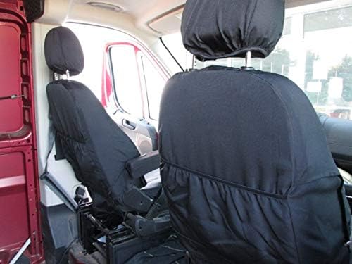 Durafit Seat Covers. D1338-C8. Made to fit 2013-2024 Promaster Van Exact Fit Front Bucket Seat Covers, Gray Waterproof Endura, Sold in Pairs Not for Rv Seats, armrest on Drivers only.