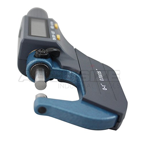 Accusize Industrial Tools 0-1''/0-25 mm by 0.00005''/0.001 mm 2 Key Electronic Digital Outside Micrometer, Metric/Imperial, Md71-0001 | 2-Key Electronic Digital, Carbide-Tipped, Data Output, 0.00005 in Resolution