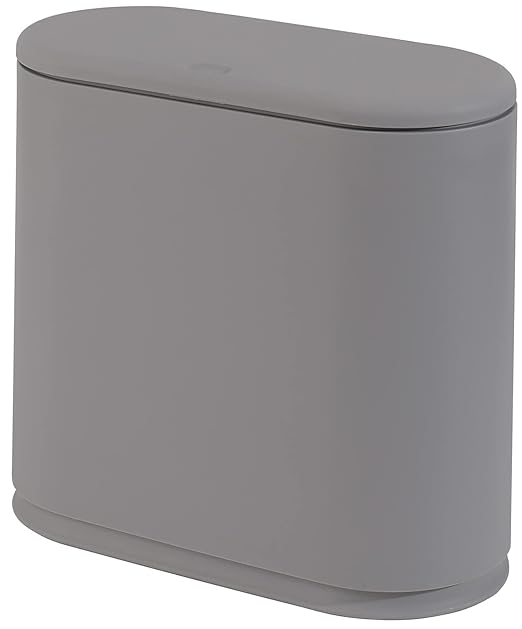 Sooyee 10 Liter Rectangular Plastic Trash Can Wastebasket with Press Type Lid,2.4 Gallon Garbage Container Bin for Bathroom,Powder Room,Bedroom,Kitchen,Craft Room,Office,(Gray)