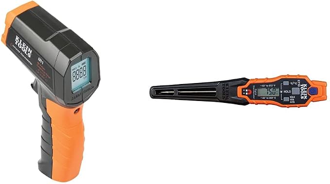 Klein Tools IR1 Infrared Thermometer, Digital Laser Gun is Non-Contact Thermometer with a Temperature Range -4 to 752-Degree Fahrenheit & ET10 Magnetic Digital Pocket Thermometer