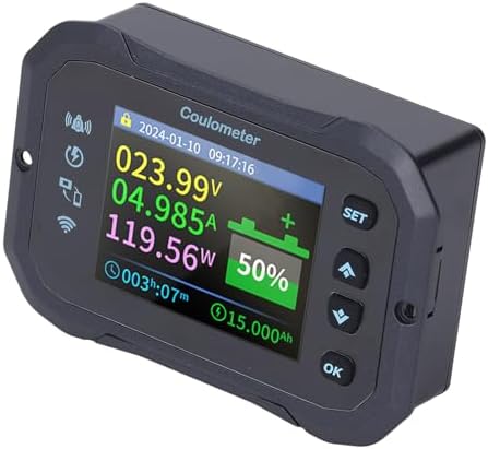 Battery Monitor, Battery Monitor KM105F Battery Shunt Ammeter with Battery Monitor, Shunt, 1m Red Positive Wire, 5m Communication Wire, User Manual for diverse applications