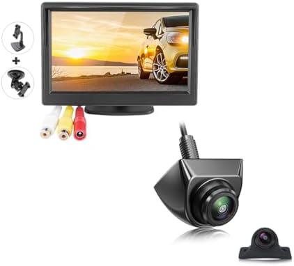 GreenYi AHD Monitor Camera Set, 800x480 HD TFT Monitor + Universal AHD 1080P Rear Front Side View Camera with Adjustable Fisheye Lens