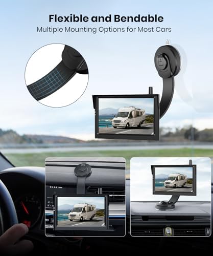 AUTO-VOX S4B Wireless Backup Camera Bundle: Includes X8 Monitor Mount, Split-Screen Display, Quick Install, IP69K Waterproof, Perfect for Truck, Trailer, RV