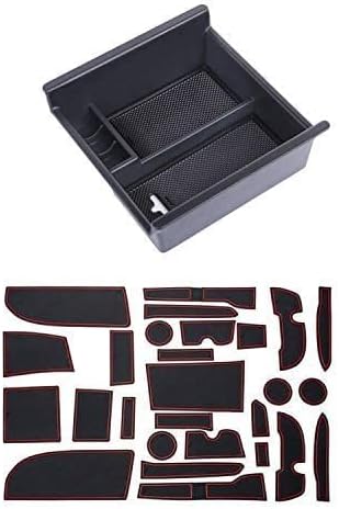 JDMCAR Center Console Tray and Custom Liner Accessories (2 Rows of Seats，Red Trim) Compatible with Toyota 4Runner 2010-2021 2022 2023
