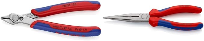 KNIPEX Tools Electronics Super Knips (7803125) and Long Nose Pliers With Cutter (2612200) Bundle