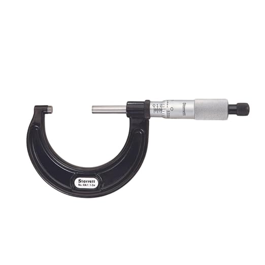 Starrett Outside Micrometer with One-Piece Spindle, Satin Chrome Finish and Advanced Sleeve Design - Quick and Easy Adjustment, 1-2" Range, .001" Graduation - 436.1XRL-2