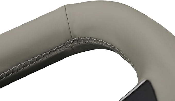 MEWANT Hand Stitch Grey Genuine Leather Steering Wheel Cover for Tesla Model S Plaid Yoke 2021-2023 Model X 2021-2023