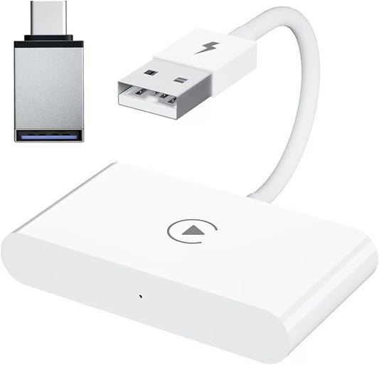 Apple MFi Certified Wireless CarPlay Adapter for iPhone, 5GHz Wireless Carplay Dongle, Convert Wired to Wireless CarPlay, for Factory Wired CarPlay Cars from 2015, Plug & Play (White)