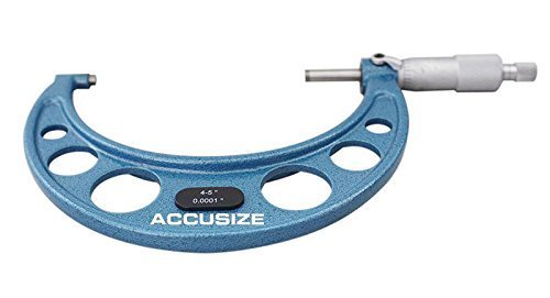 Accusize Industrial Tools Outside Micrometer, 4-5", EG00-0005 | 4-5", Ultra-Precision, Carbide Tipped, M-Type, Resolution 0.0001", Ratchet Friction Thimble, Solid Storage Case